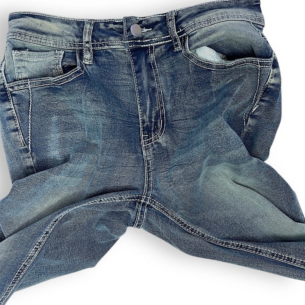 Wing and Arrow Embroidery Pockets Flared Denim Jeans Women's Small - Picture 8 of 14